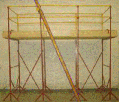 A metal scaffolding in a room

Description automatically generated