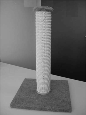 A white cat scratching post

Description automatically generated with medium confidence