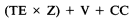 Formula - (TE multiply by Z) plus V plus CC