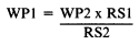 Formula - WP1 equals (WP" multiplied by RS1) divided by RS2
