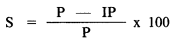 Formula - S equals ((P minus IP) divided by P) multiplied by 100