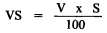 Formula - VS equals (V multiplied by S) divided by 100