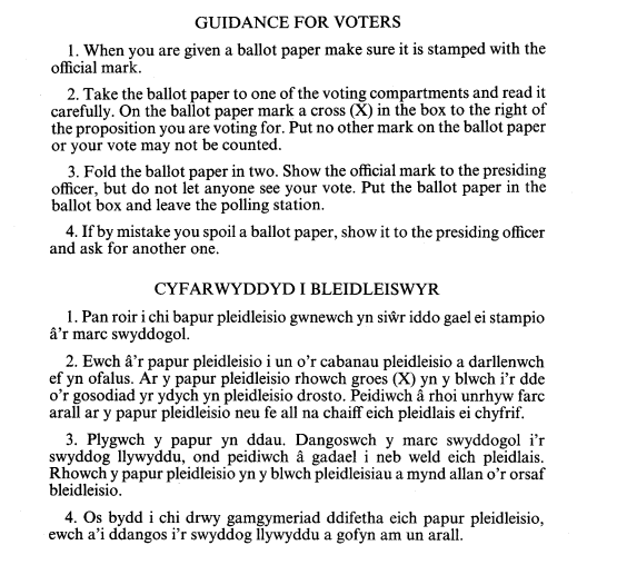 FORM OF GUIDANCE FOR VOTERS: REFERENDUM IN WALES
