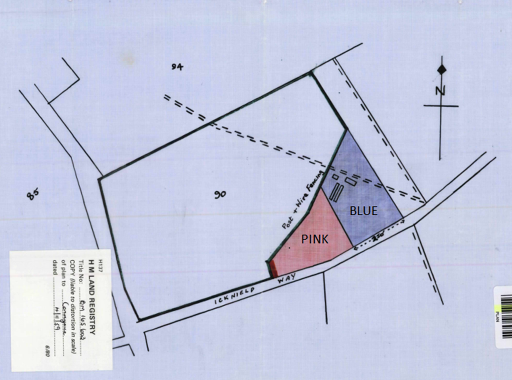 Land Registry map with pink and blue plots