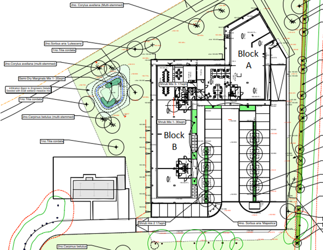 architectural drawing of Block A and Block B