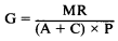 Formula - G equals MR divided by ((A plus C) multipled by P)